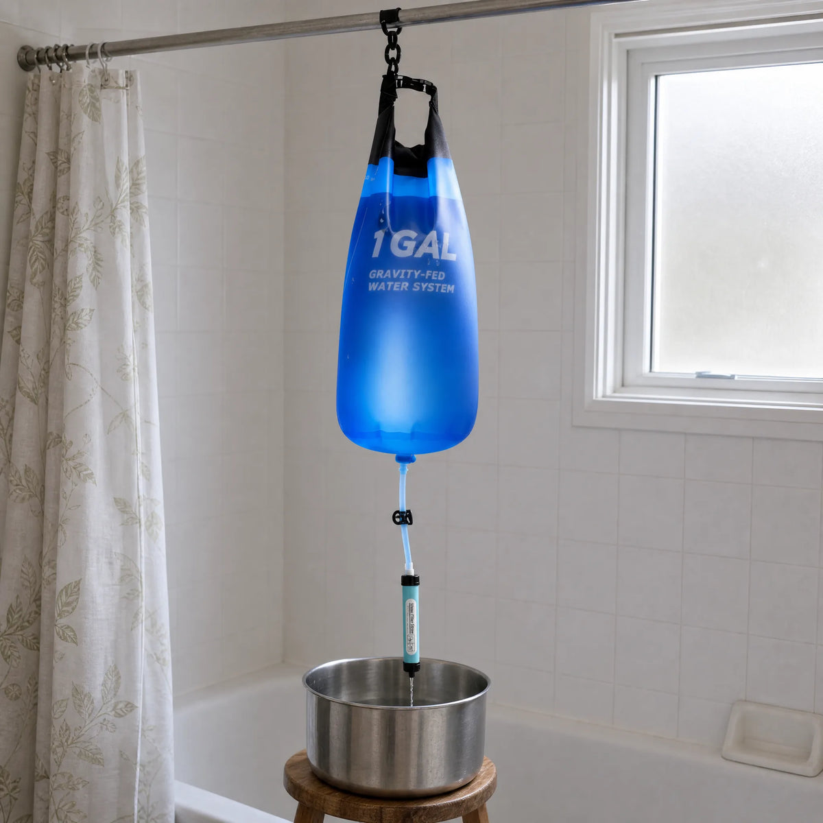 CLEARDRAW G1 filtering into a pot during a home water outage